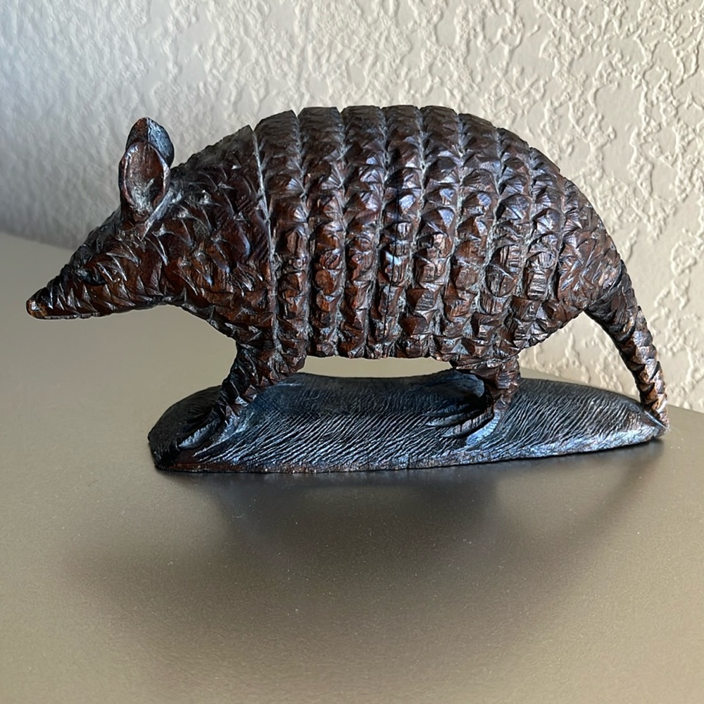 Wood Hand Carved Armadillo